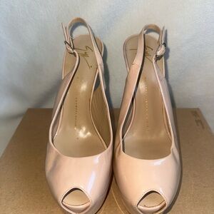 Giuseppe Zanotti Elegant Nude Peep-Toe Slingback Heels